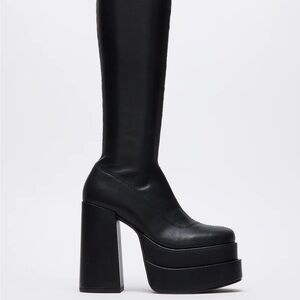 Black Platform Knee-High Boots